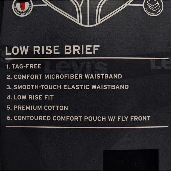 NEW Levi's Low Rise Briefs Cotton Underwear L Large 2 sets of 5-Pack Black NWT - Picture 4 of 7